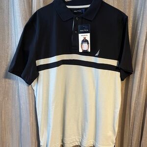 Nautica Men's Polo Shirt in Black and Cream